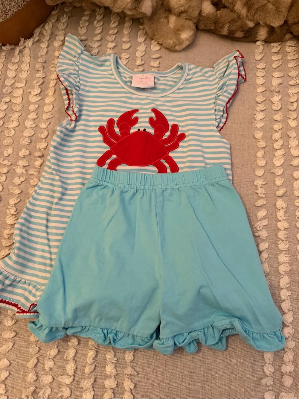 Girls' Blue Stripe Crab Matching Set